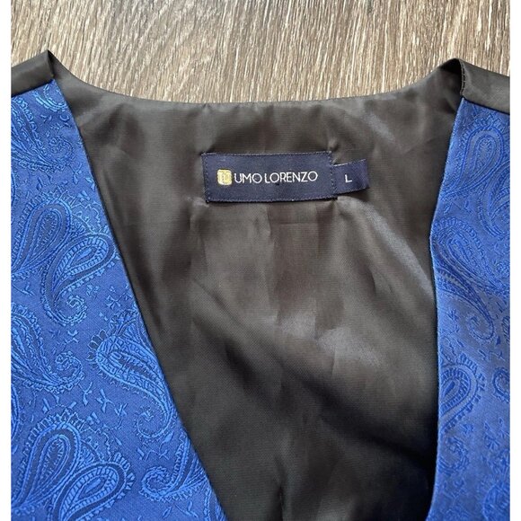 Vintage Pierre Cardin Vest Mens sz Large Blue Paisley V Neck Sleeveless Button - Picture 11 of 13